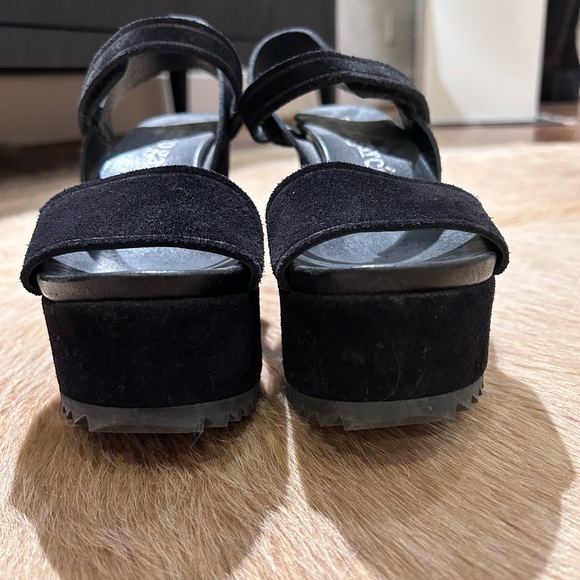 Pedro Garcia Black Suede Wedge Sandal 36.5 - Picture 2 of 7